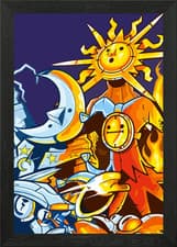 The Spell Brigade Sun and Moon Chara Framed Wall Art Poster Canvas Print Picture