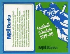 NFL FOOTBALL 1979-80 GREEN BAY PACKERS pocket schedule M & I BANK w/WISCONSIN FB
